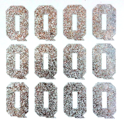 1.5" Glitter Letter Sheet - Q - Silver - 12 per sheet