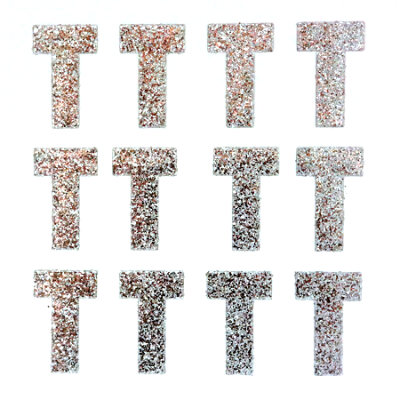 1.5" Glitter Letter Sheet - T - Silver - 12 per sheet