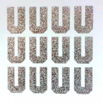 1.5" Glitter Letter Sheet - U - Silver - 12 per sheet