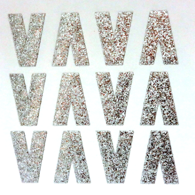 1.5" Glitter Letter Sheet - V - Silver - 12 per sheet