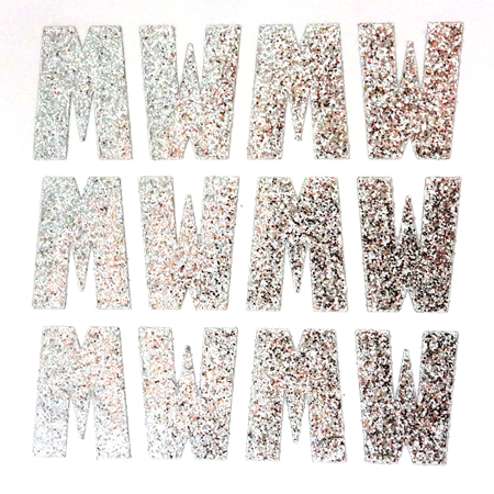 1.5" Glitter Letter Sheet - W- Silver - 12 per sheet