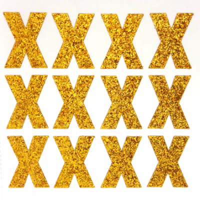 1.5" Glitter Letter Sheet - X - Old Gold - 12 per sheet