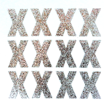 1.5" Glitter Letter Sheet - X - Silver - 12 per sheet