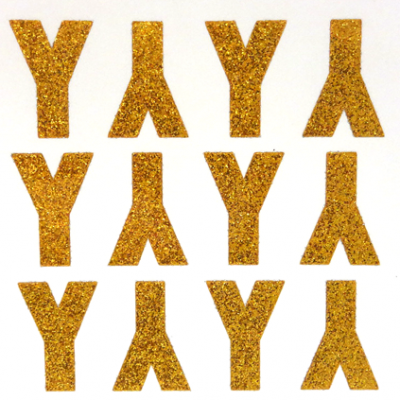 1.5" Glitter Letter Sheet - Y - Old Gold - 12 per sheet