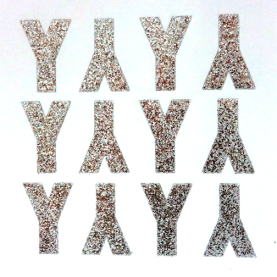 1.5" Glitter Letter Sheet - Y - Silver - 12 per sheet