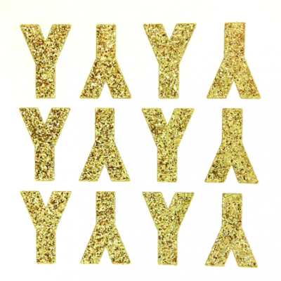1.5" Glitter Letter Sheet - Y - Soft Gold - 12 per sheet