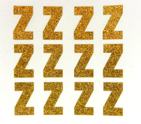 1.5" Glitter Letter Sheet - Z - Old Gold - 12 per sheet