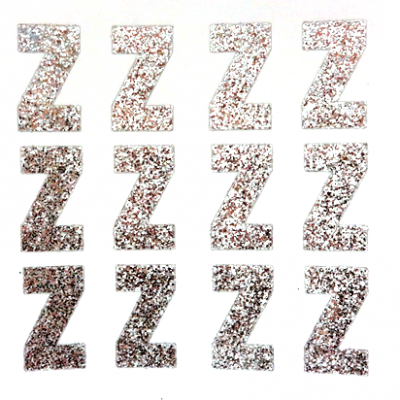 1.5" Glitter Letter Sheet - Z - Silver - 12 per sheet