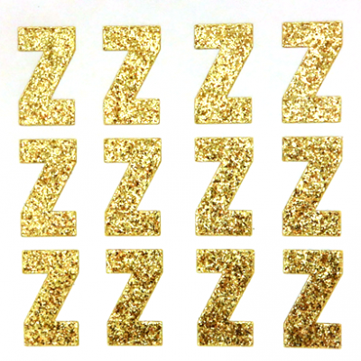 1.5" Glitter Letter Sheet - Z - Soft Gold - 12 per sheet
