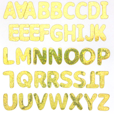 1" Holographic Gold Alphabet Sheet - 40 per sheet