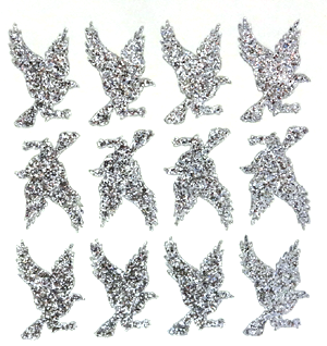 Falcon Glitter Sticker Sheet - Silver - 12 per sheet