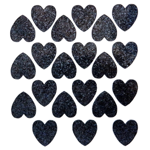 Heart Glitter Sticker Sheet - Black - 21 per sheet