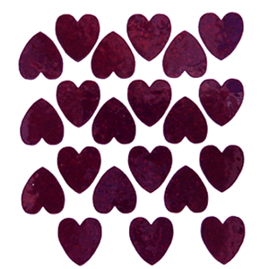 Heart Glitter Sticker Sheet - Burgundy - 21 per sheet