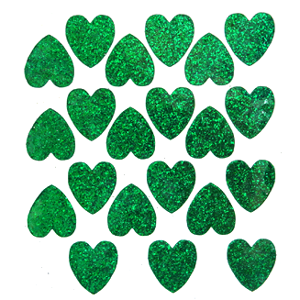 Heart Glitter Sticker Sheet - Emerald - 21 per sheet