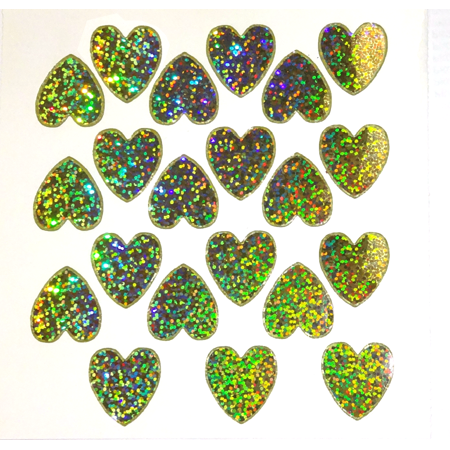 Heart Sticker Sheet - Holographic Gold - 21 per sheet