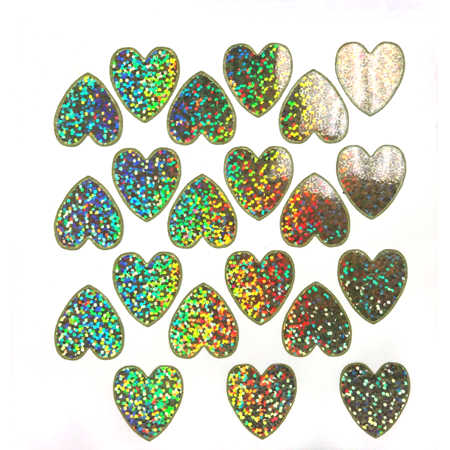 Heart Sticker Sheet - Holographic Silver - 21 per sheet