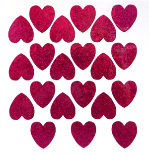 Heart Glitter Sticker Sheet - Hot Pink - 21 per sheet