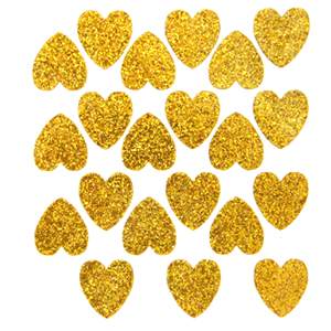 Heart Glitter Sticker Sheet - Old Gold - 21 per sheet