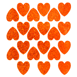 Heart Glitter Sticker Sheet - Orange - 21 per sheet