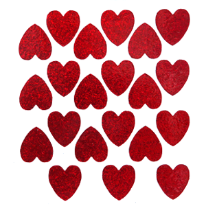 Heart Glitter Sticker Sheet - Red - 21 per sheet