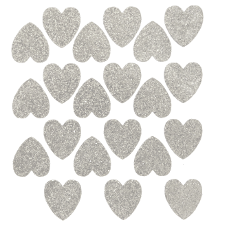 Heart Glitter Sticker Sheet - Silver - 21 per sheet