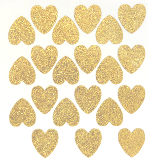 Heart Glitter Sticker Sheet - Soft Gold - 21 per sheet