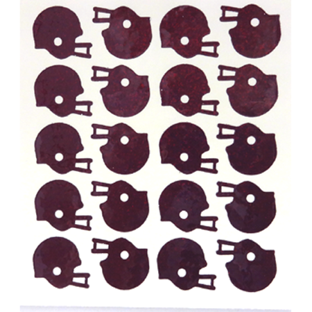 Helmet Glitter Sticker Sheet - Burgundy - 20 per sheet