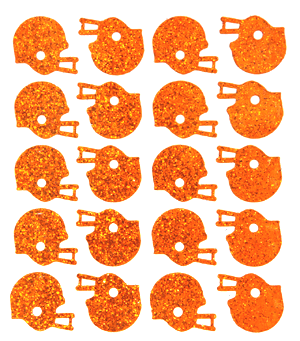 Helmet Glitter Sticker Sheet - Orange - 20 per sheet