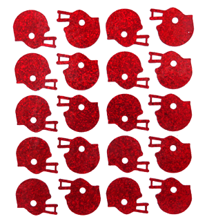Helmet Glitter Sticker Sheet - Red - 20 per sheet