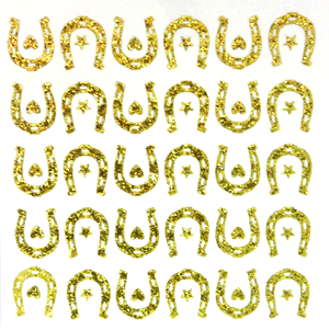Horseshoe Glitter Sticker Sheet - Soft Gold - 20 per sheet