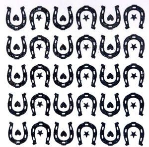 Horseshoe Glitter Sticker Sheet - Black - 20 per sheet