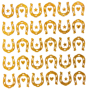 Horseshoe Glitter Sticker Sheet - Old Gold - 20 per sheet