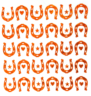 Horseshoe Glitter Sticker Sheet - Orange - 20 per sheet