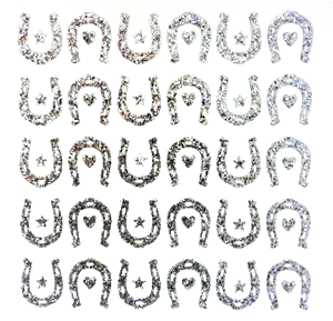Horseshoe Glitter Sticker Sheet - Silver - 20 per sheet