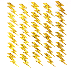 Lightning Bolt Glitter Sticker Sheet - Old Gold - 30 per sheet
