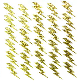 Lightning Bolt Glitter Sticker Sheet - Soft Gold - 30 per sheet