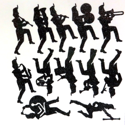 Marching Band Glitter Sticker Sheet - Black - 12 per sheet