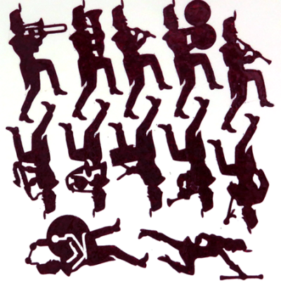 Marching Band Glitter Sticker Sheet - Burgundy - 12 per sheet