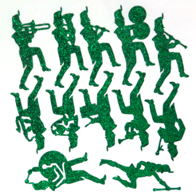 Marching Band Glitter Sticker Sheet - Emerald - 12 per sheet