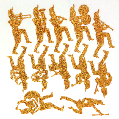 Marching Band Glitter Sticker Sheet - Old Gold - 12 per sheet