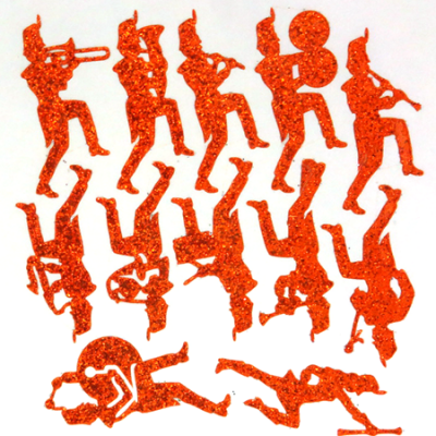 Marching Band Glitter Sticker Sheet - Orange - 12 per sheet