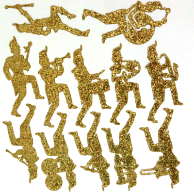 Marching Band Glitter Sticker Sheet - Soft Gold - 12 per sheet