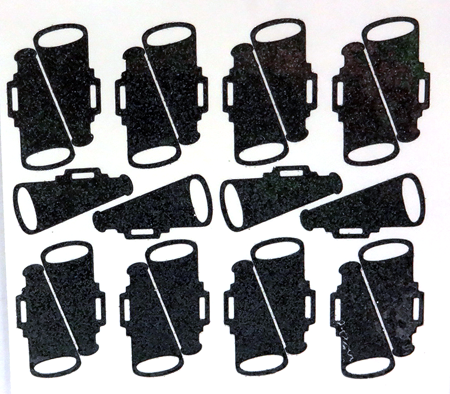 Megaphone Glitter Sticker Sheet - Black - 20 per sheet