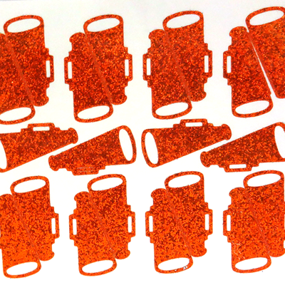 Megaphone Glitter Sticker Sheet - Orange - 20 per sheet