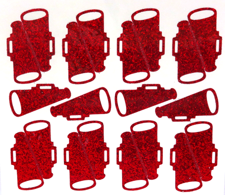 Megaphone Glitter Sticker Sheet - Red - 20 per sheet