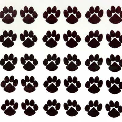 Mini Paw Glitter Sticker Sheet - Black - 30 per sheet