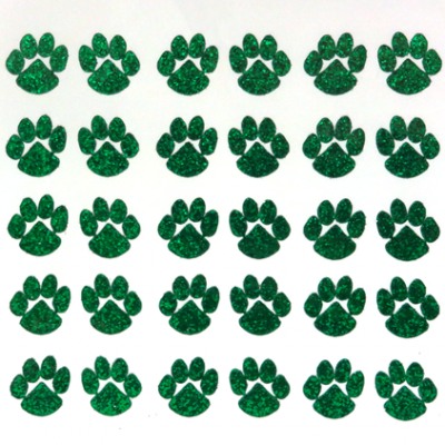 Mini Paw Glitter Sticker Sheet - Emerald - 30 per sheet