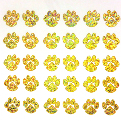Mini Paw Sticker Sheet - Holographic Gold - 30 per sheet