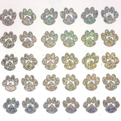 Mini Paw Sticker Sheet - Holographic Silver - 30 per sheet