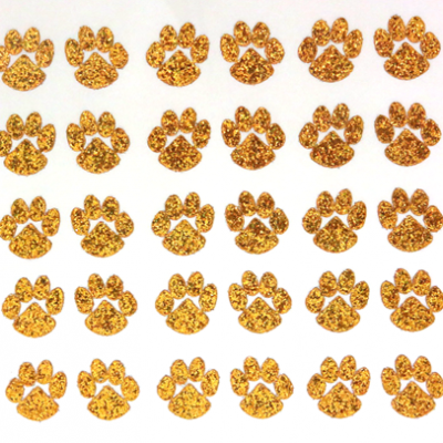 Mini Paw Glitter Sticker Sheet - Old Gold - 30 per sheet